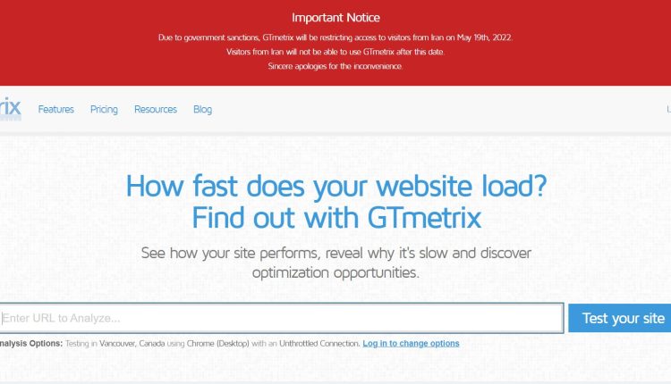 تحریم شدن gtmetrix